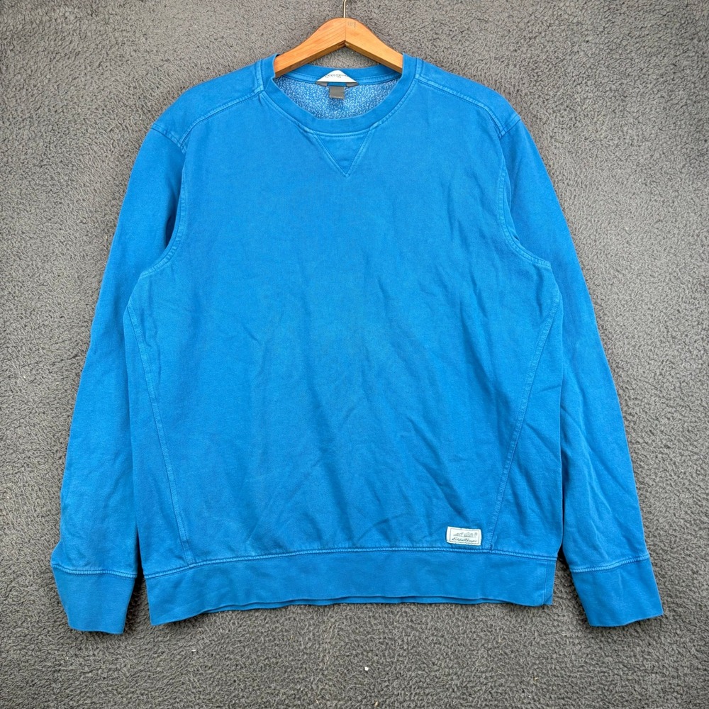 Eddie Bauer Mens Crewneck Sweatshirt Large Blue Pullover Fleece 10028‎